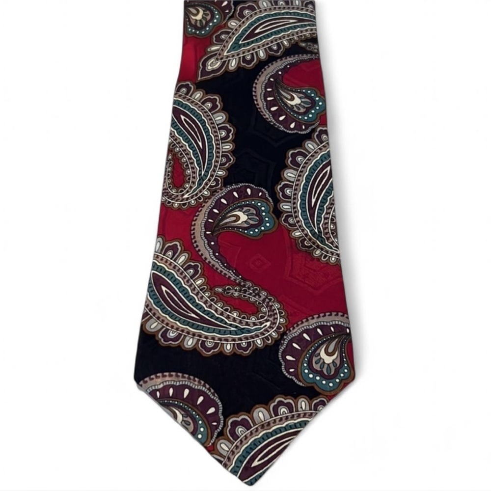 Vintage Halston III Red Paisley Silk Tie Made in Italy